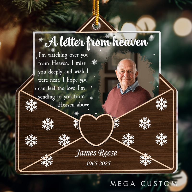 Personalized Memorial Ornament I'm Watching Over You From Heaven Acrylic Photo Ornament Sympathy Gift for Loss of Grandfather