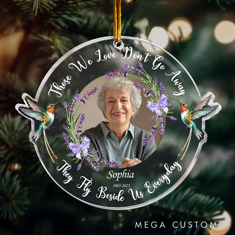 Personalized Memorial Hummingbird Ornament Acrylic Photo Ornament Sympathy Gift for Loss of Grandmother