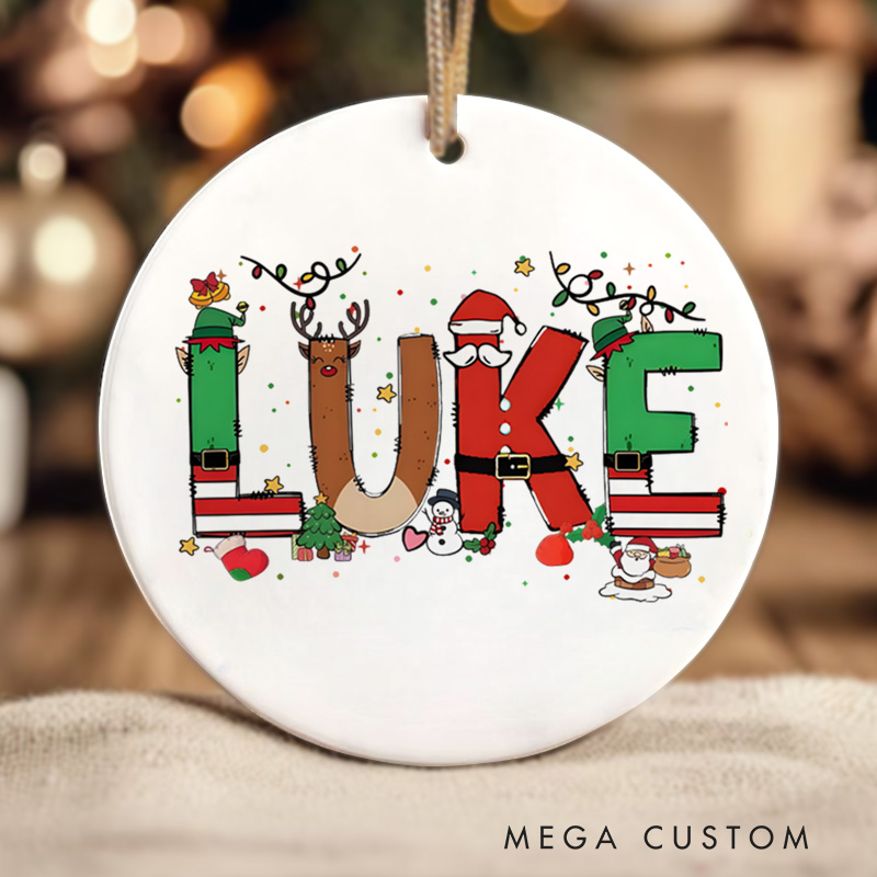 Personalized Christmas Ornaments with Name Santa Reindeer Ornament