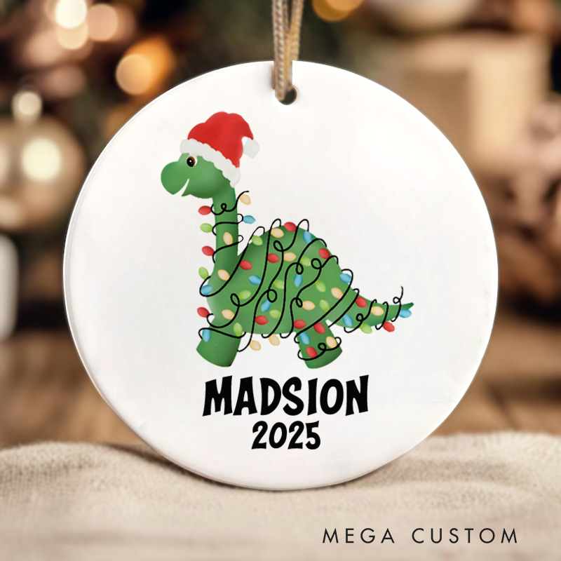Personalized Dinosaur Christmas Ornament Cute Boys Christmas Ornament