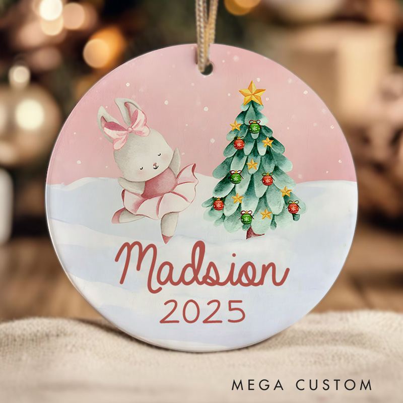 Personalized Bunny Christmas Ornament with Name Xmas Gift