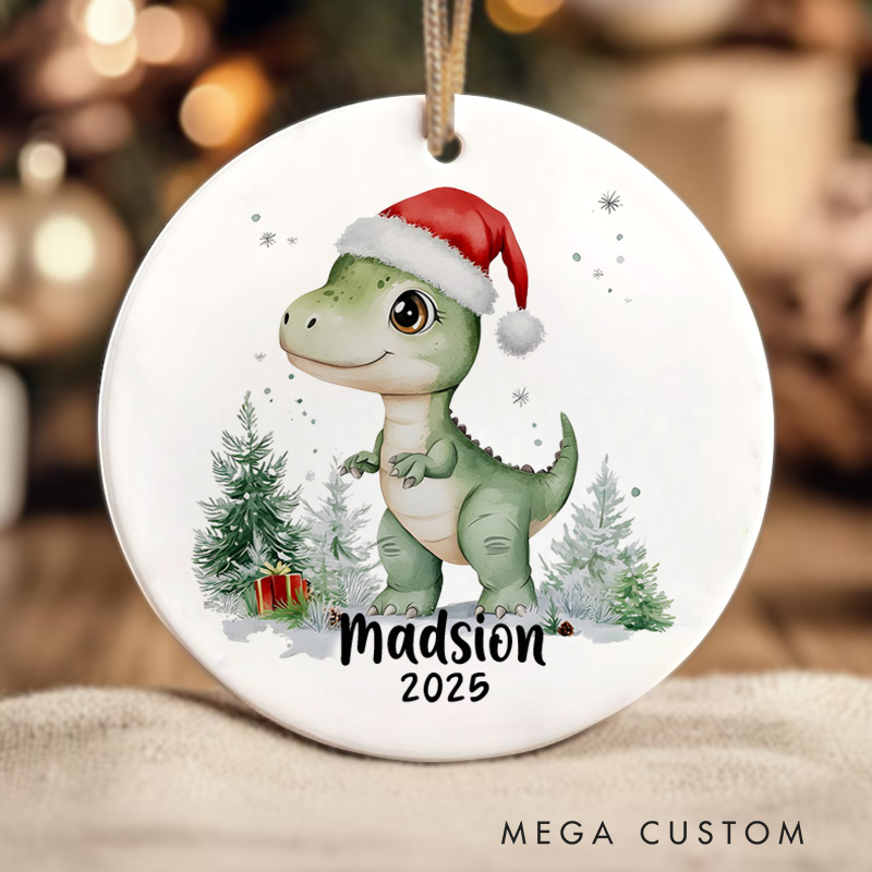 Personalized Christmas Dino Ornaments Xmas Gift Ornament with Name