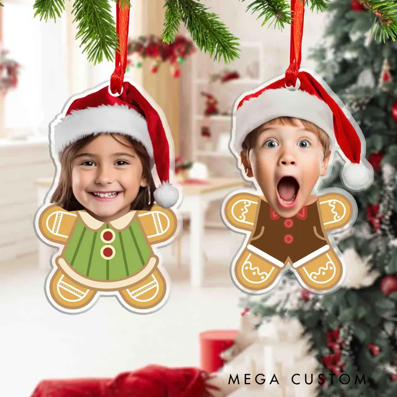 Personalized Photo Kids in Gingerbread Acrylic Ornament Xmas Gift for Kids