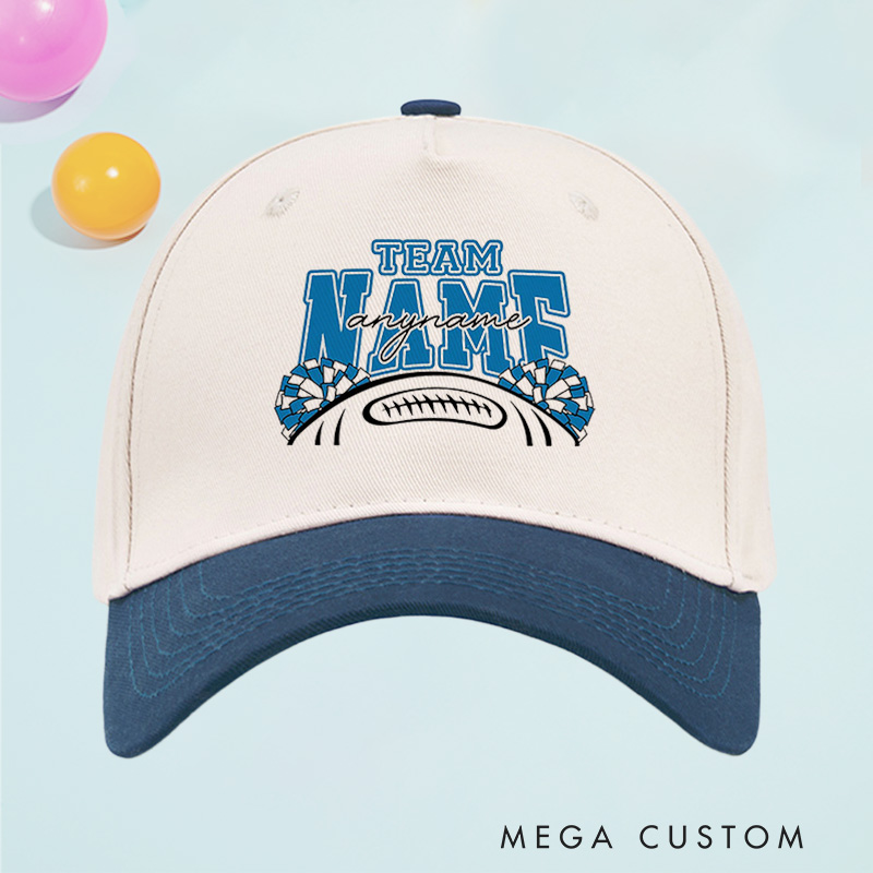 Personalized American Football Cheer Cotton Two Tone Cap with Custom Player Team Name and Player Name