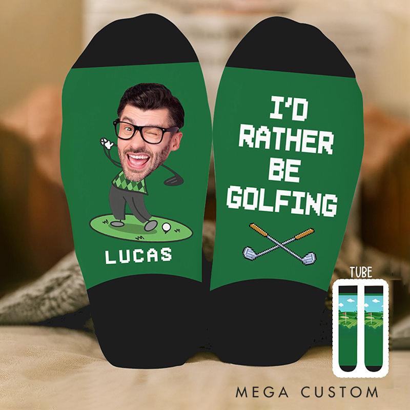 Personalized "I’d Rather Be Golfing" Socks with Custom Name and Design   