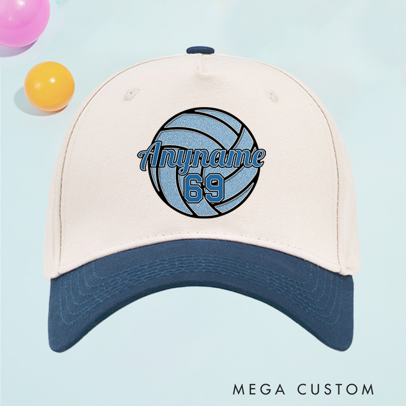 Personalized Volleyball Cotton Two Tone Cap with Custom Name and Number Design for Players and Fans
