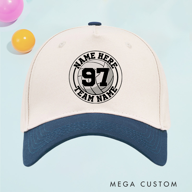 PersonalizedVolleyball 3D Cotton Two Tone Cap with Custom Team Name, Player Name and Number for Game Day