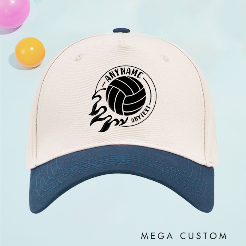 Personalized Volleyball Cotton Two Tone Cap with Name and Text with Dynamic Ball Design
