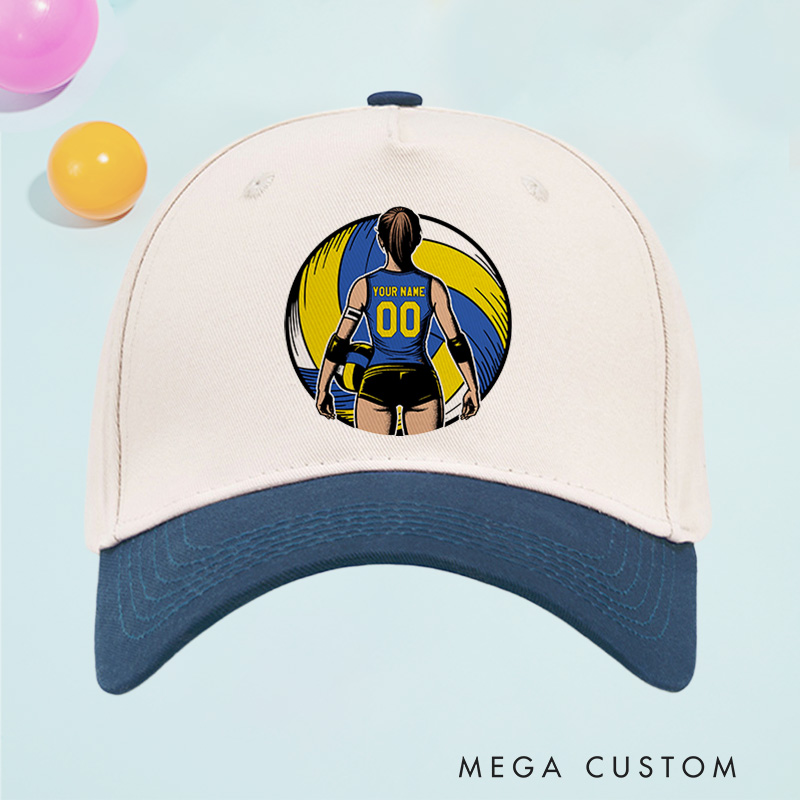 Personalized Volleyball Cotton Two Tone Cap with Custom Name and Number for Players and Fans