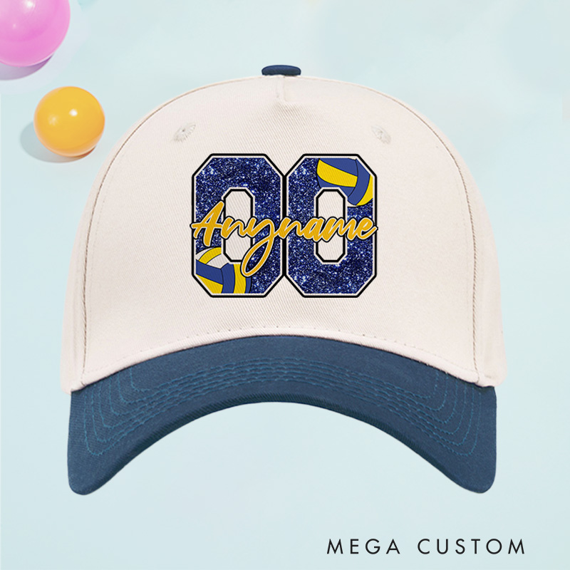 Personalized Volleyball Cotton Two Tone Cap with Custom Name and Number for Players and Fans