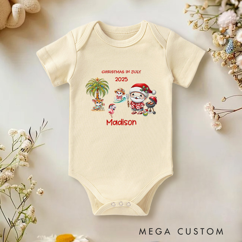 Personalized Christmas in July Baby Onesie Perfect for Fun and Festive Seasonal Celebrations Baby Onesie