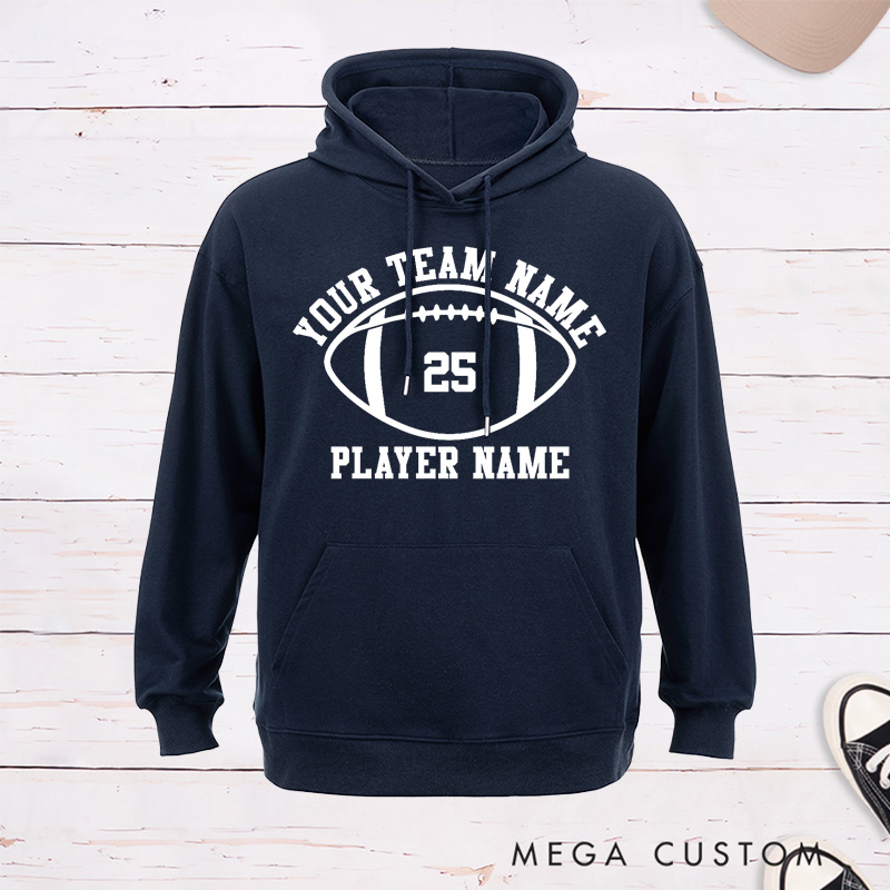 Personalized American Football Hoodie with Custom Team Name, Player Name and Number Design