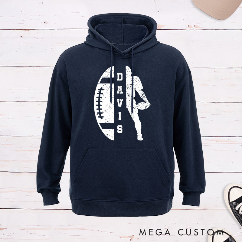 Personalized American Football Hoodie with Custom Player Name