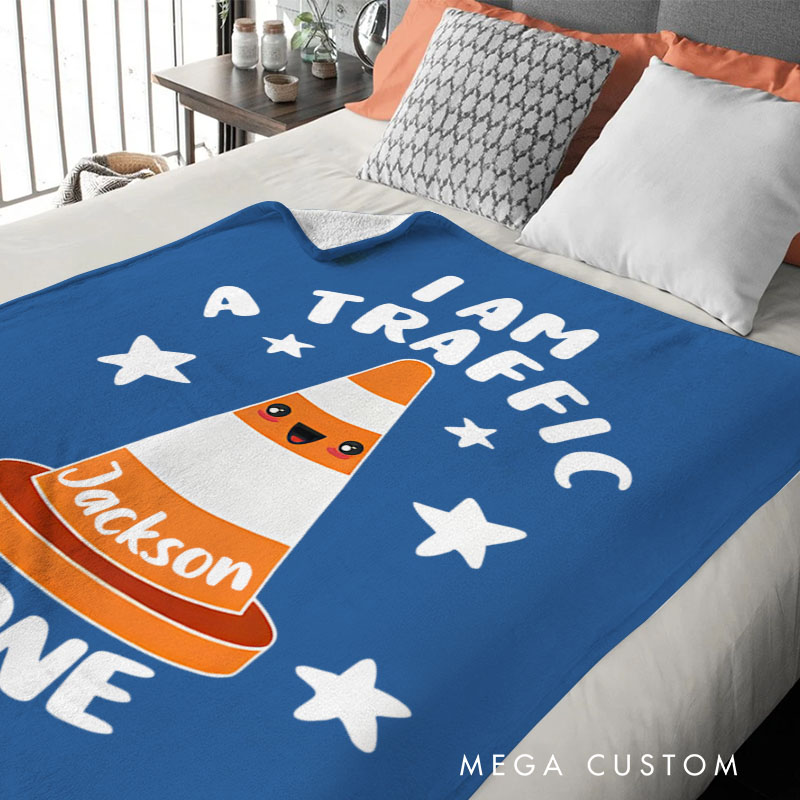Personalized Cute Traffic Cone Blanket Ideal for Lighthearted and Whimsical Halloween Vibes 