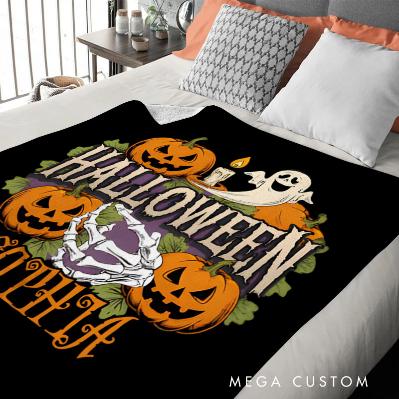 Personalized Halloween Blanket Great for Spooky and Festive Seasonal Decorations