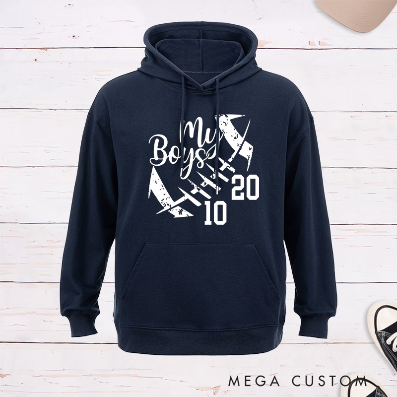 Personalized "My Boys" American Football Hoodie with Custom Number