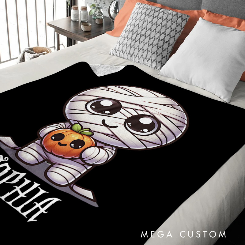 Personalized Mummy Character Blanket Great for Adding Playful and Spooky Charm to Halloween Nights