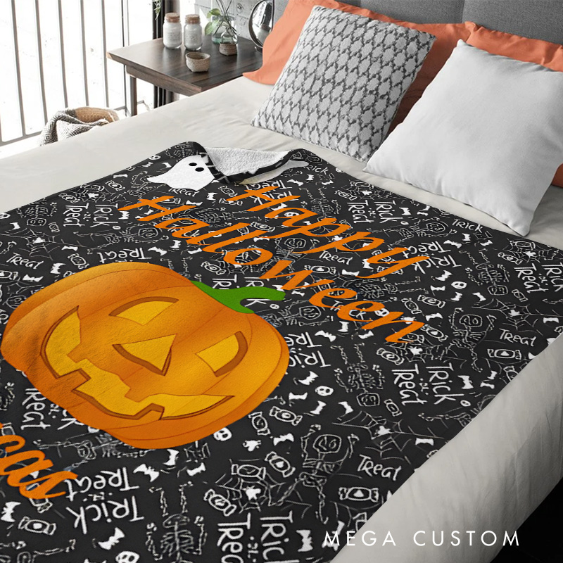 Personalized Happy Halloween Pumpkin Blanket Perfect for Festive and Cheerful Seasonal Celebrations