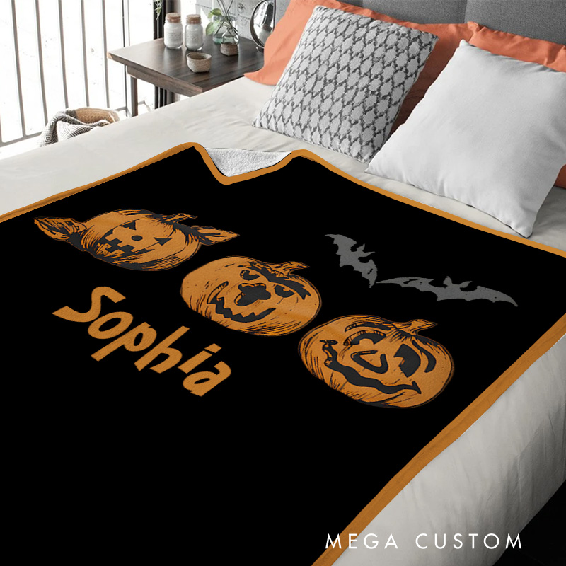 Personalized Pumpkin Blanket Perfect for Classic and Festive Halloween Home Decorations