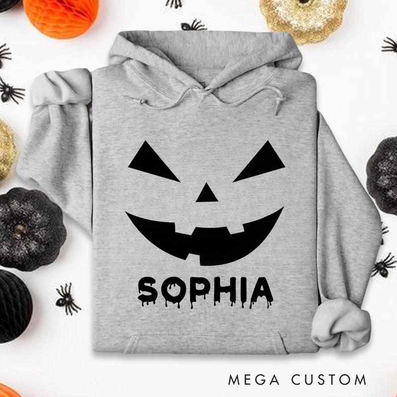 Personalized Iconic Jack Lantern Expression for Fun Festive Hoodies