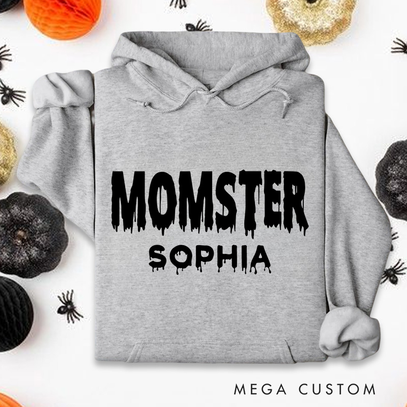 Personalized Bold and Humorous Momster Text for Chic Everyday Hoodies
