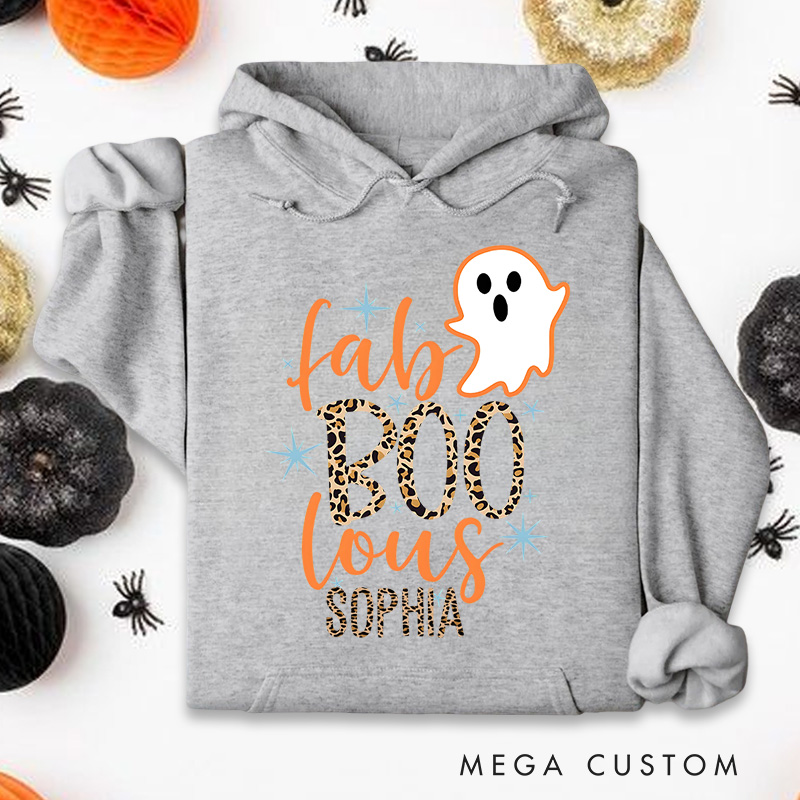 Personalized Fab BOO lous Ghost with Glittering Accents for Stylish and Chic Seasonal Hoodies