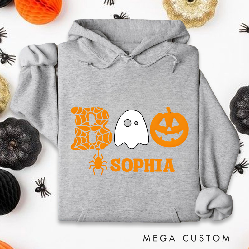 Personalized Boo and Pumpkin Icon Duo for Classic and Timeless Halloween Hoodies