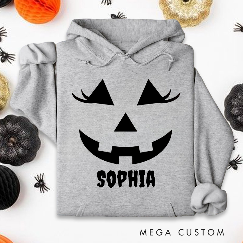 Personalized Classic Jack O Lantern Face Silhouette for Timeless Festive Hoodies