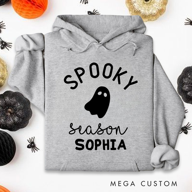 Personalized Minimalist Spooky Season Ghost Design for Casual Everyday Hoodies