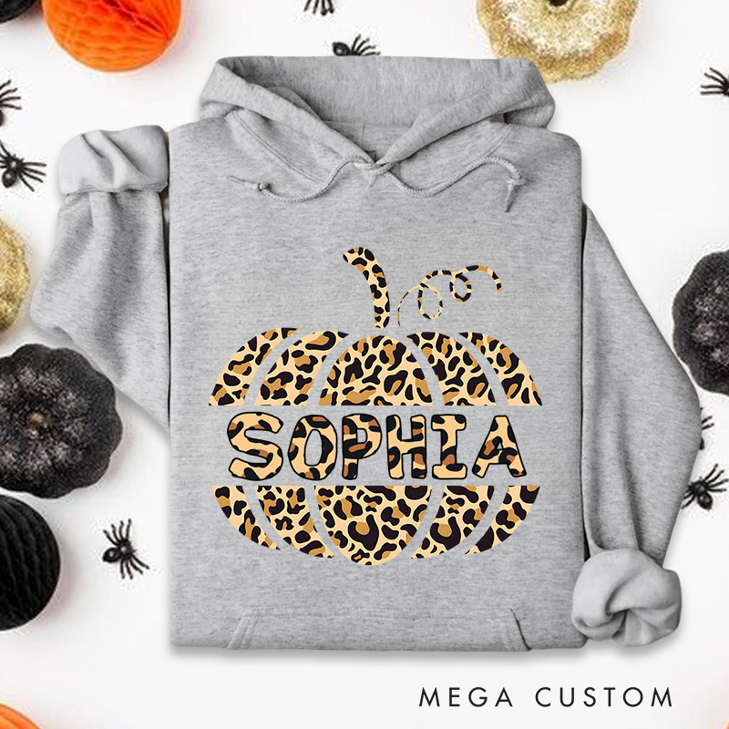 Personalized Leopard Print Pumpkin for Stylish and Fashion-Forward Hoodies
