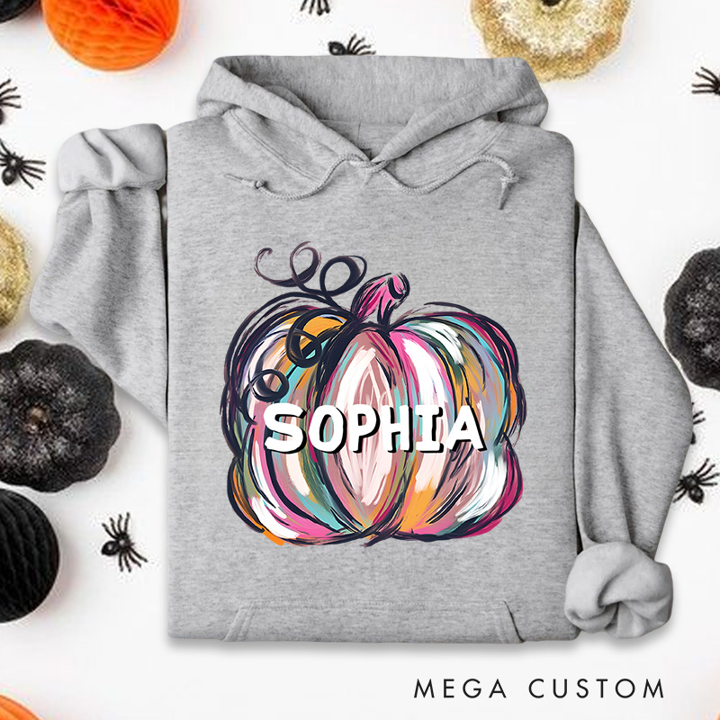 Personalized Artistic Colorful Pumpkin Illustration for Creative and Vibrant Hoodies