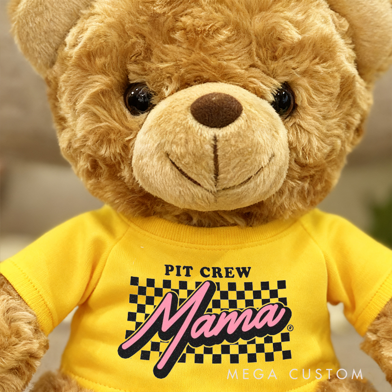 Personalized Pit Crew Brown Bear Plush Toy Custom Racing Family Holiday Gift
