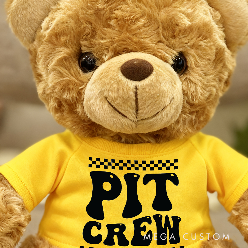 Personalized Pit Crew Brown Bear Plush Toy Custom Racing Christmas Gift