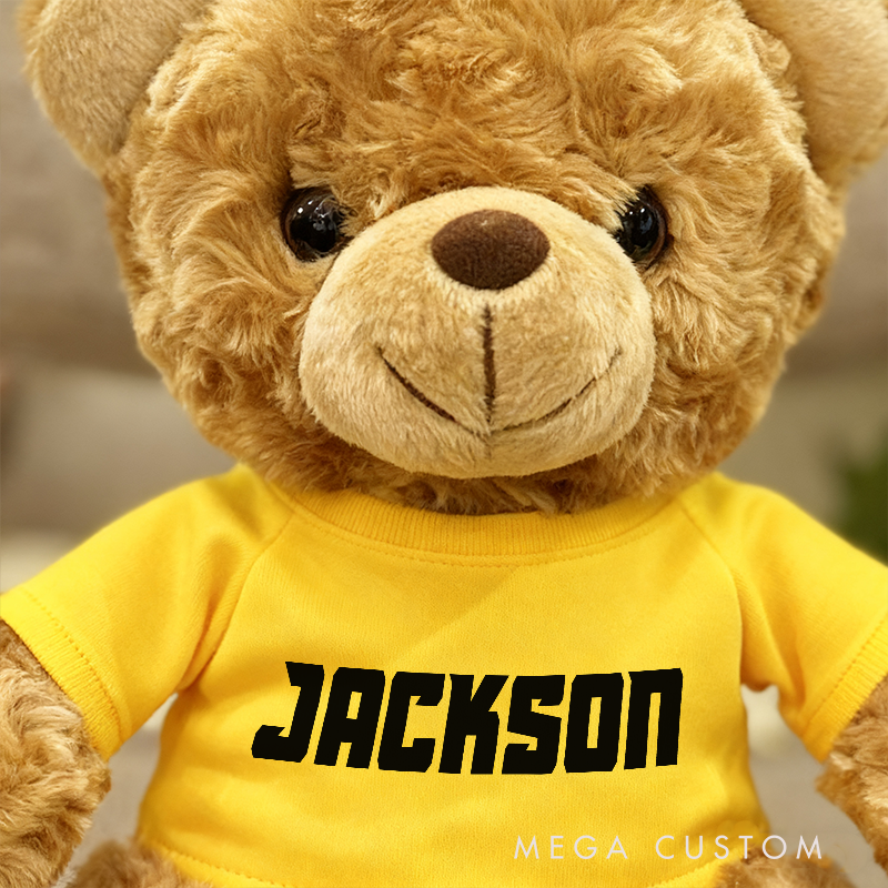 Personalized Name Brown Bear Plush Toy Custom Christmas Gift