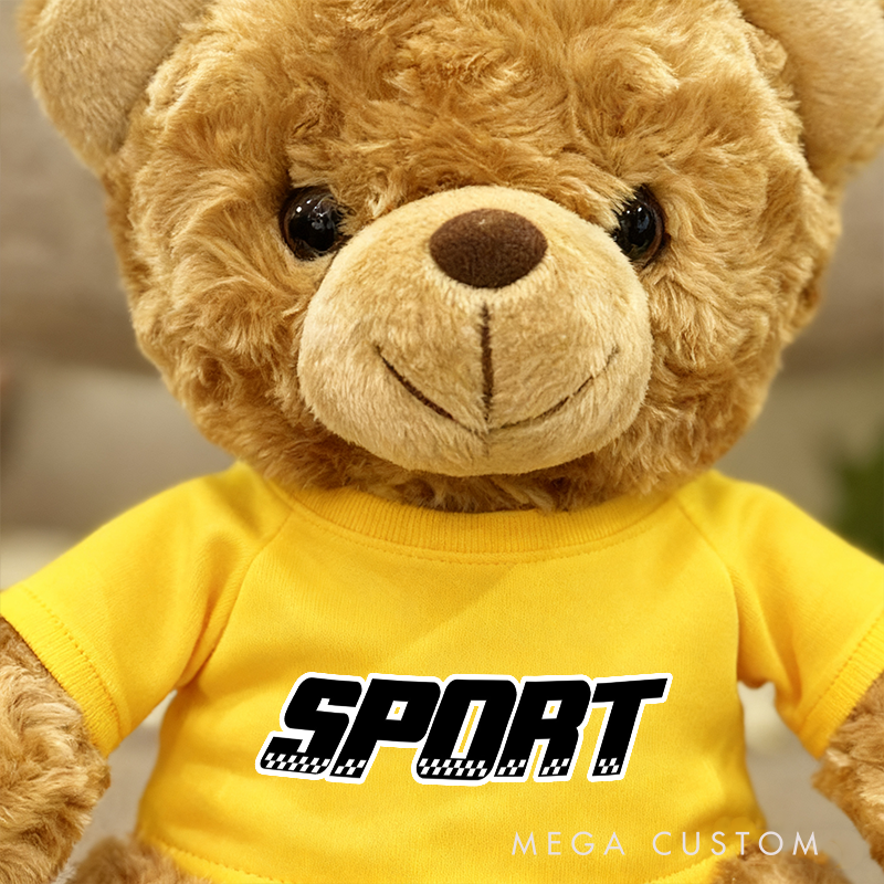 Personalized Brown Bear Plush Toy Custom Text Racing Holiday Gift