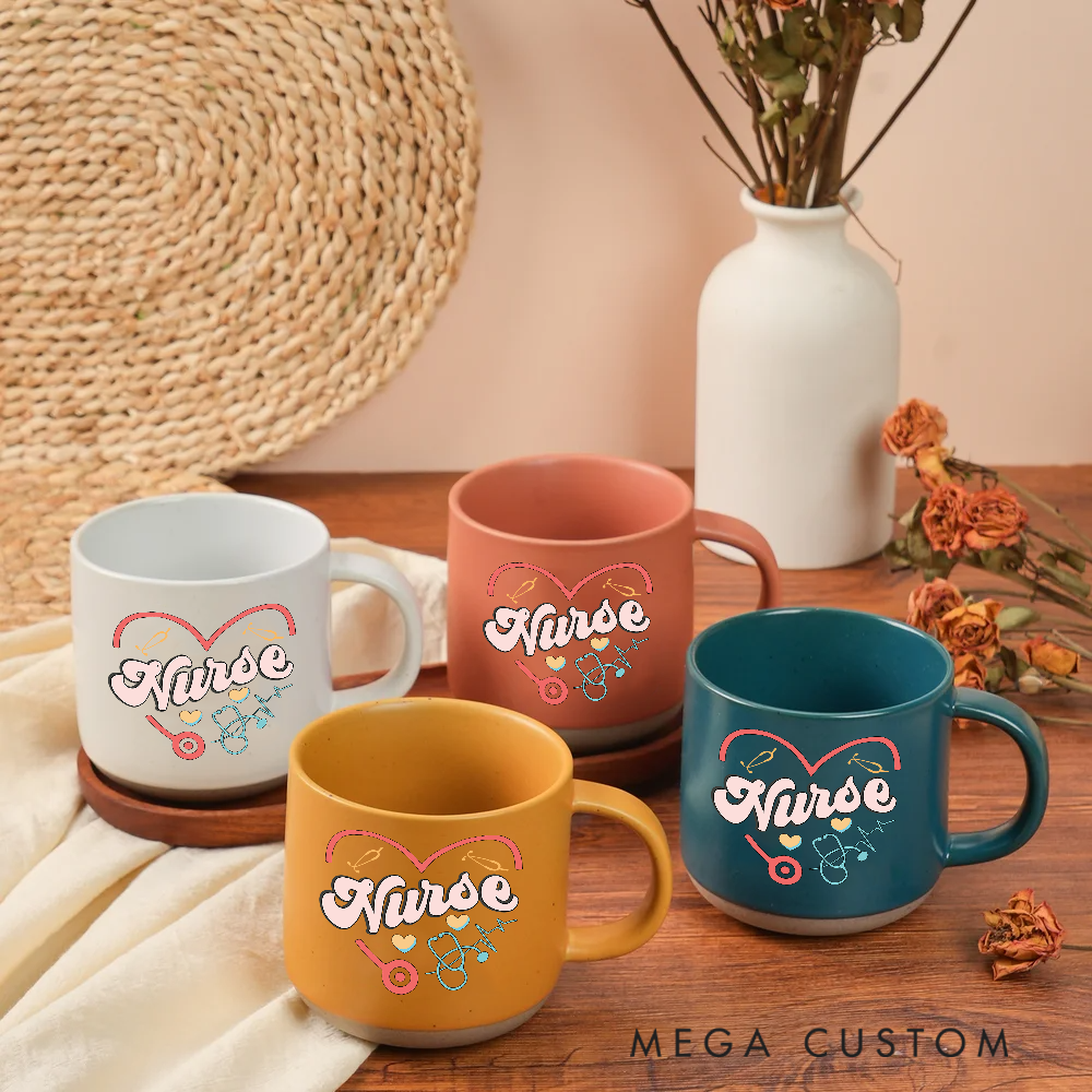 Personalized Nurse Ceramic Mug Gift Heart and Stethoscope Design Mugs Gift