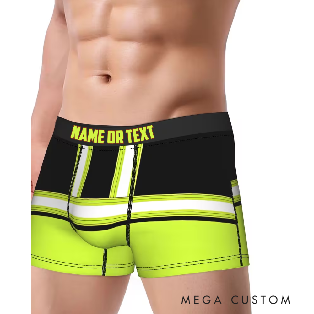 Personalized Firefighter Men's Boxer Briefs Custom Name and Reflective Gear Design Firefighter Gift