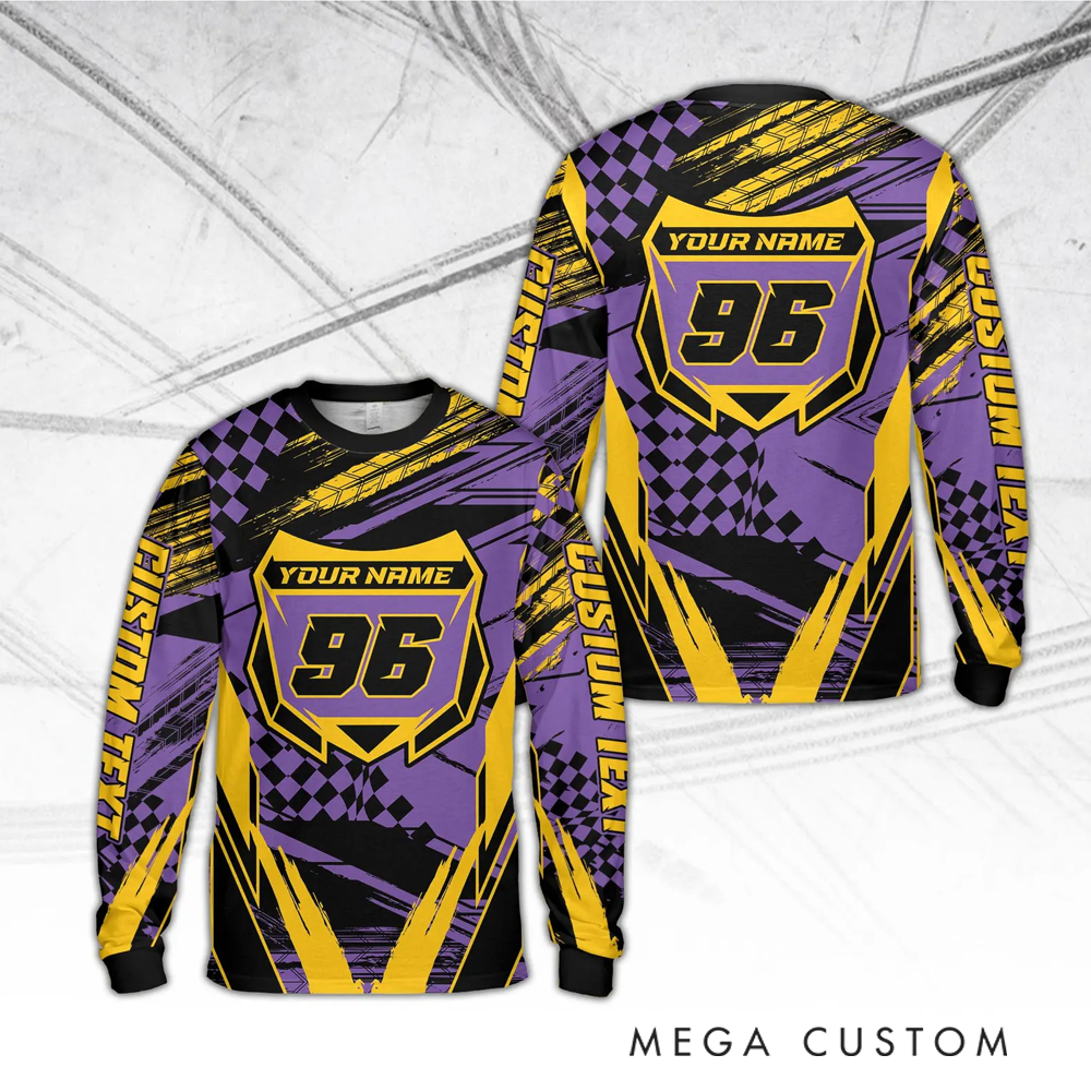 Personalized Motocross Racing Jersey Custom Mesh Knit Off-Road Shirt with Bold Graphics