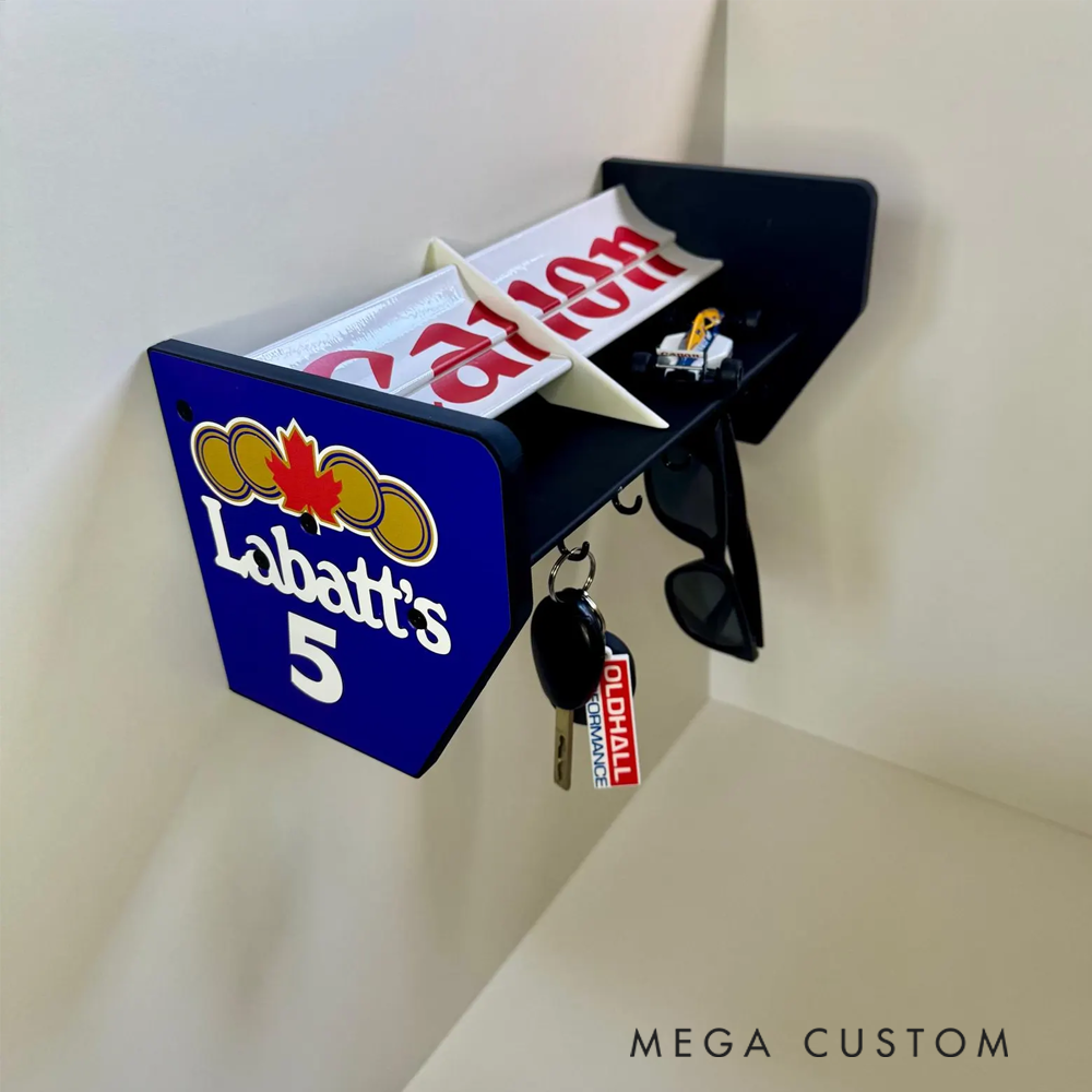 Personalized Racing Spoiler Key Holder Wall Shelf Custom Rear Wing Organizer for Car Enthusiasts