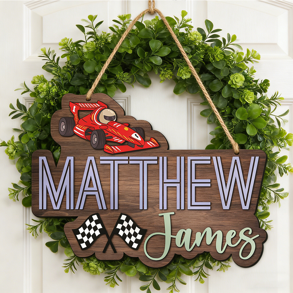 Personalized Racing Themed Acrylic Name Sign Custom Wall or Door Decor