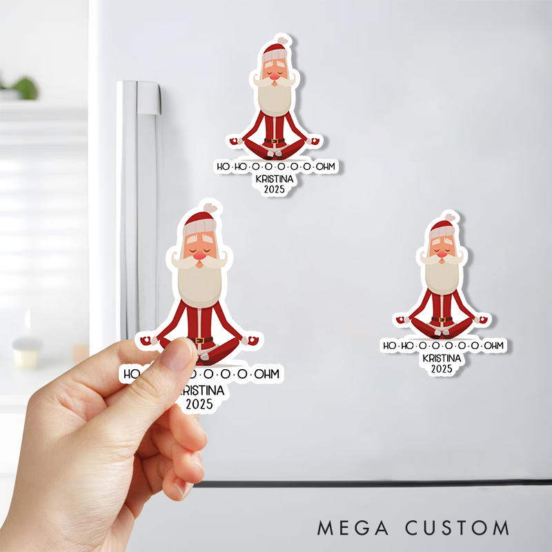 Personalized Christmas Yoga Refrigerator Magnets with Funny HO HO OHM Design Perfect Christmas Gift for Yoga Lover