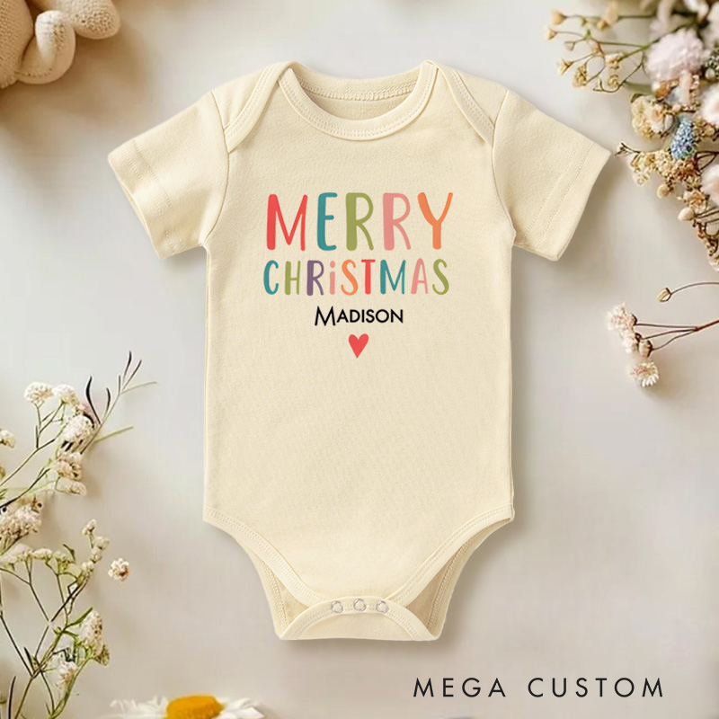 Personalized Merry Christmas Baby Onesie Perfect for Adding Festive Cheer to Holiday Celebrations Baby Onesie