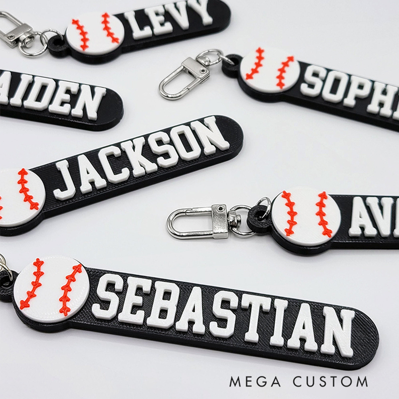 Personalized 3D Baseball-Themed Keychain Featuring Custom Name  