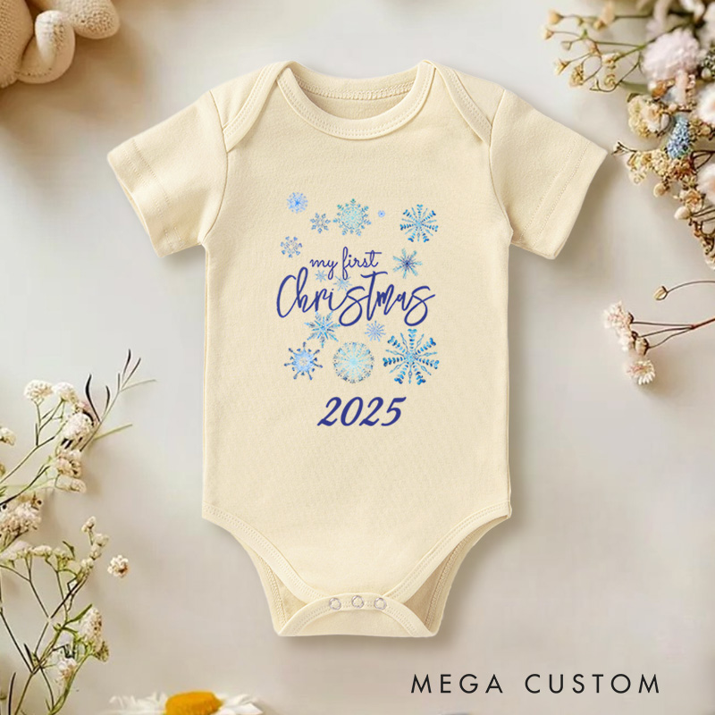 Personalized My First Christmas Snowflakes Baby Onesie Perfect for Cherishing a Baby’s Holiday Moment Baby Onesie