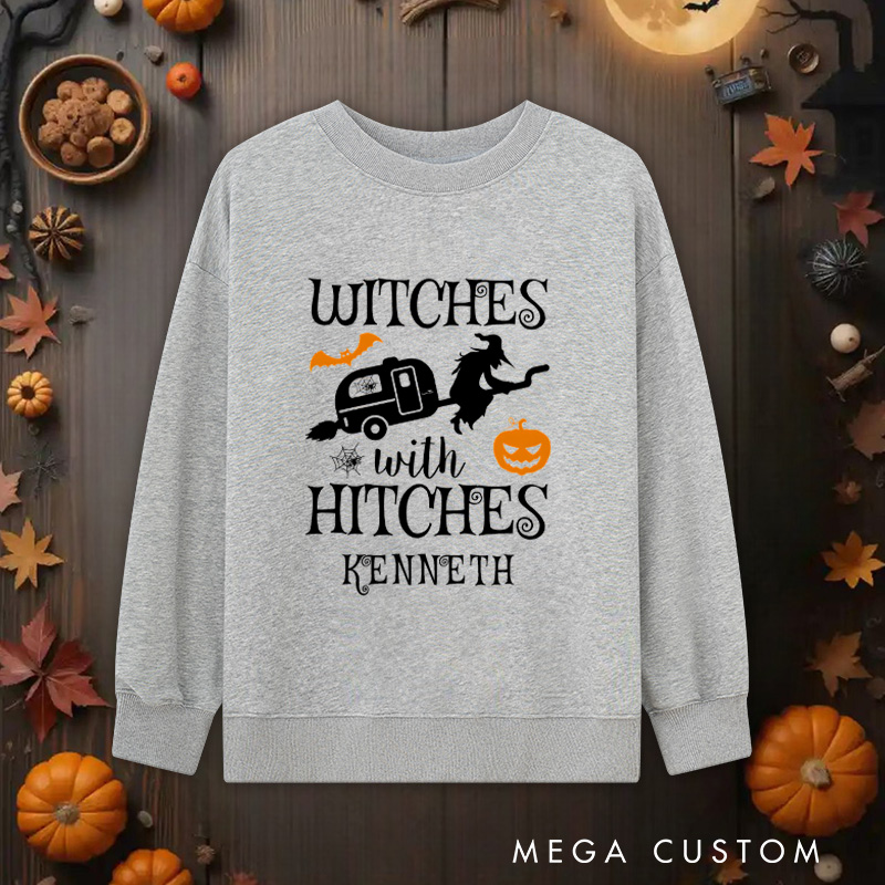 Personalized Witches with Hitches Sweatshirt Campers Life Sweatshirts Spooky Pumpkin Sweatshirt Halloween Gift Adventure Outdoor