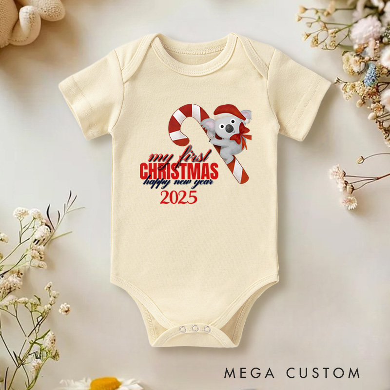 Personalized My First Christmas Candy Cane Baby Onesie Perfect for Marking a Baby’s Holiday Milestone Baby Onesie