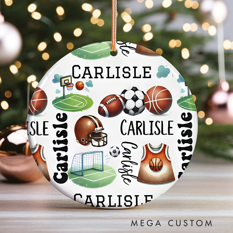 Personalized Multi-Sport Ornament with Custom Name Design