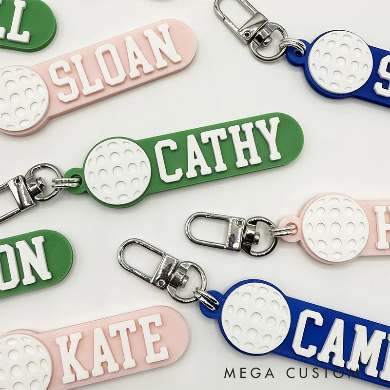 Personalized 3D Printed Golf Keychain with Custom Name and Color Options