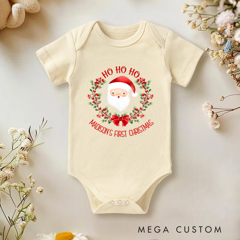Personalized Ho Ho Ho Santa Baby Onesie Perfect for Celebrating a Baby’s First Festive Holiday Season Baby Onesie