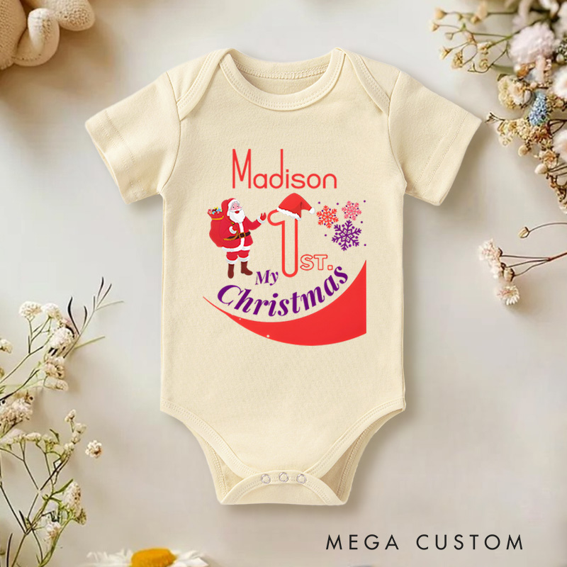 Personalized My First Christmas Santa Baby Onesie Perfect for Marking a Baby’s Holiday Milestone Baby Onesie